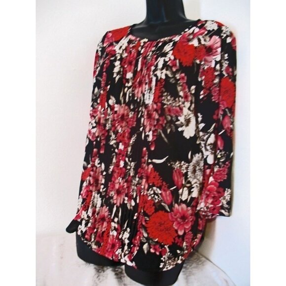 Womens Roz&Ali Size Small Red&Black Long sleeves, ribbed, Tunic, very soft. - Picture 5 of 7